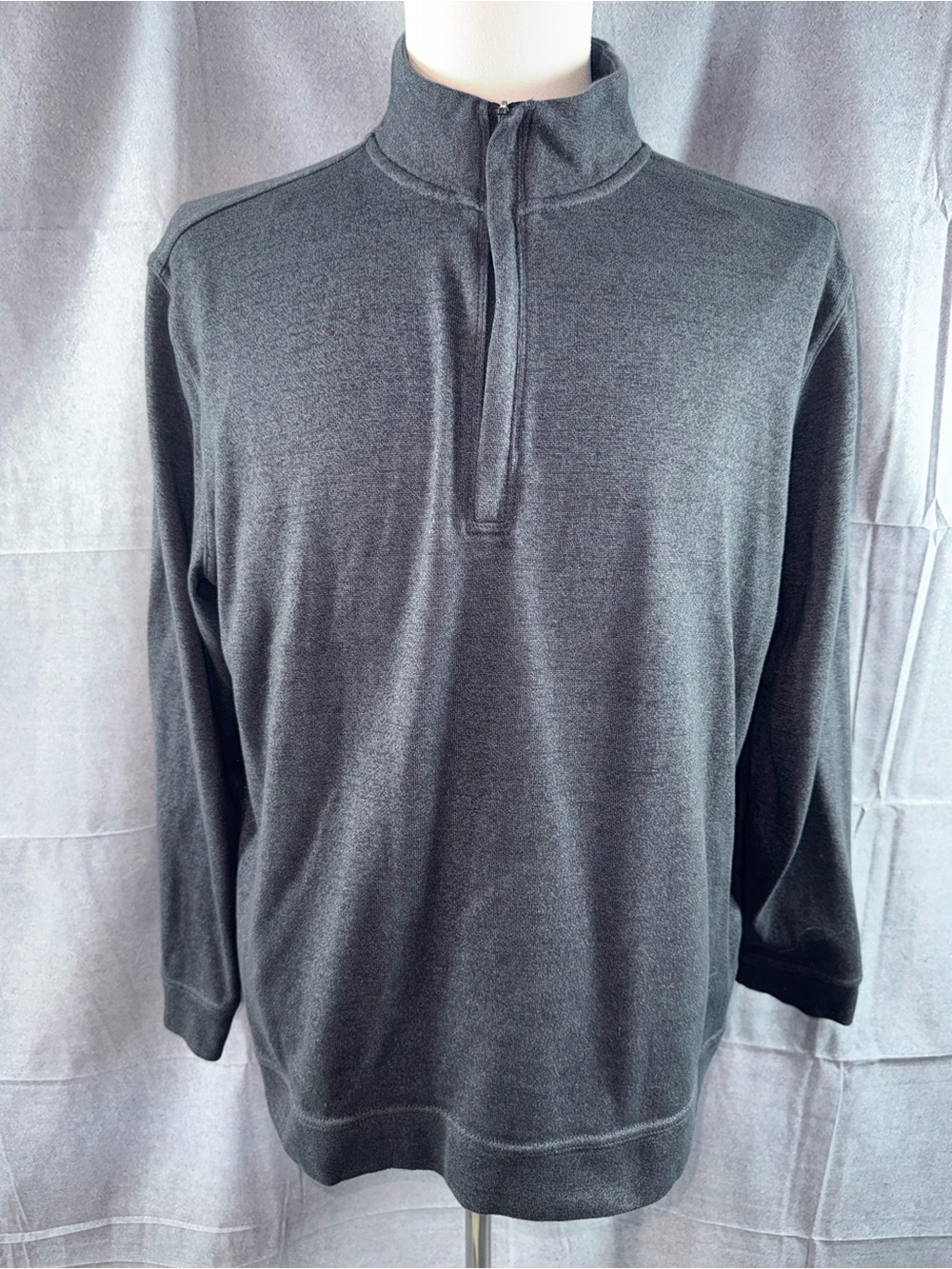 3031-Walter Hagen Men's Dark Charcoal Zip-Front Pullover